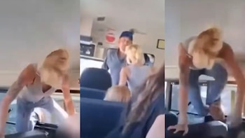 Una madre rompió el vidrio de un autobús escolar en California, se metió por la ventana y fue arrestada mientras decenas de niños miraban