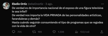 Ebelin Ortiz se pronuncia por