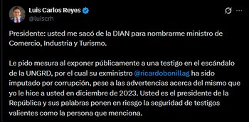 Luis Carlos Reyes respondió que