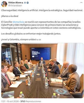 Canciller colombiano Omar Bula se reunió con empresas israelíes de ciberseguridad e inteligencia artificial - crédito @VivianAisen/X