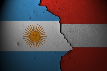 Bandera de Argentina y Austria