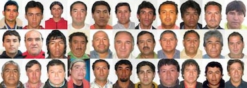 Los 33 mineros rescatados en 2010. En 2023, 31 de los 33 mineros chilenos ganaron un juicio contra el Estado de Chile por fallas en la fiscalización de la mina San José