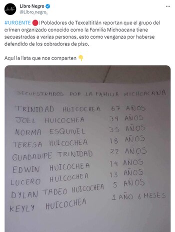 La lista fue difundida en