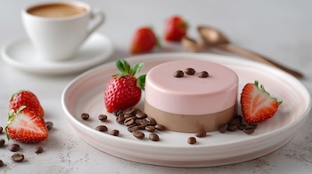 Gelatina de café con fresa,