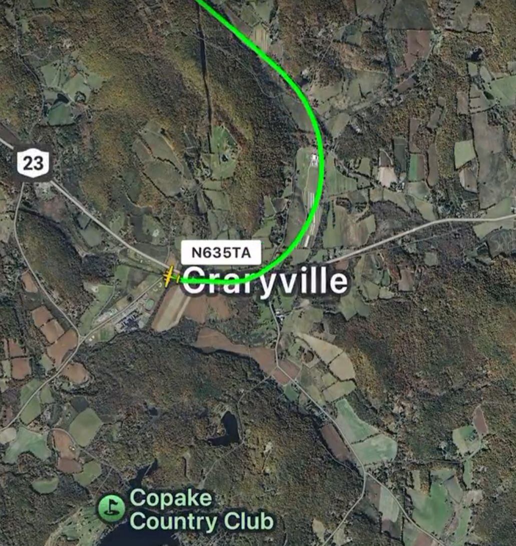 Copake se ubica al sur de Albany, cerca de la frontera con Massachusetts. (Crédito: Flightradar24)