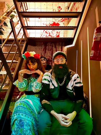 Celeste disfrazada de Catrina y