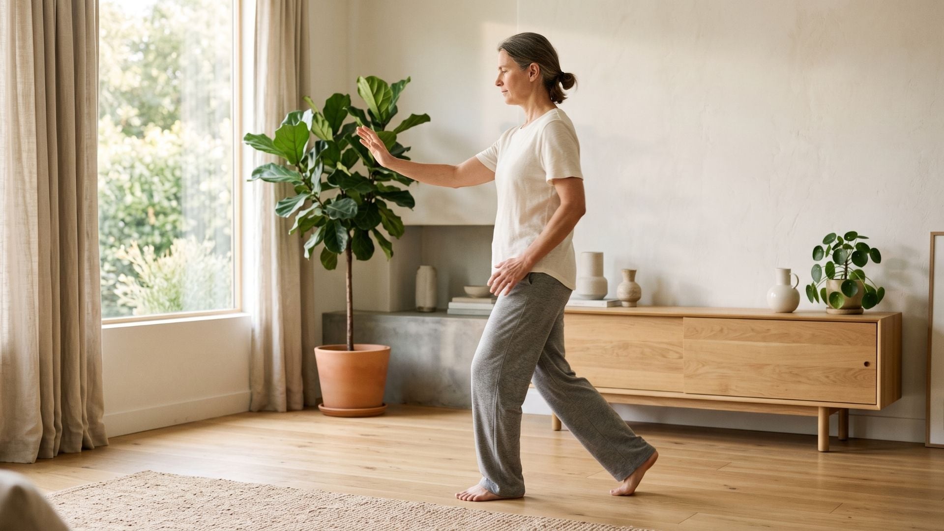 El tai chi walking surge como una alternativa en interiores que conserva beneficios clave como la mejora del equilibrio, el fortalecimiento muscular y la reducción del riesgo de caídas (Imagen Ilustrativa Infobae)