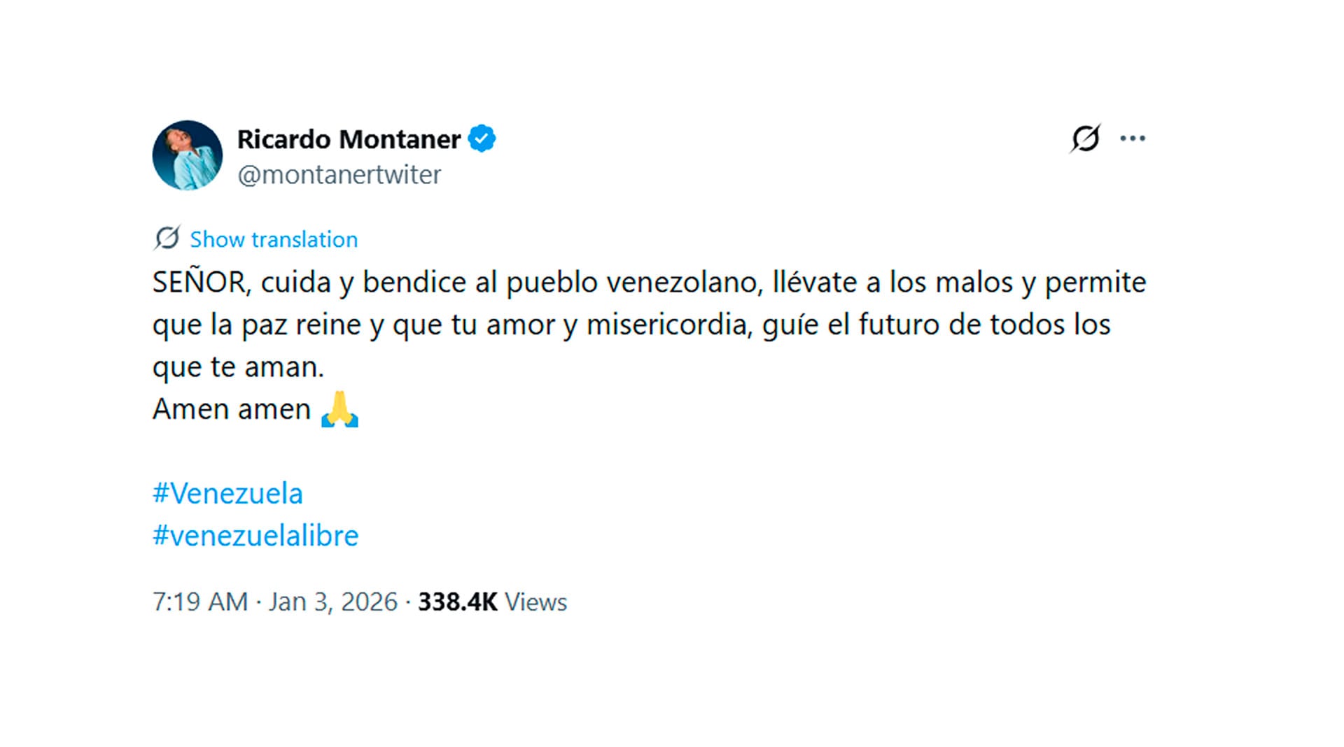 Ricardo Montaner fue de los primeros en manifestarse