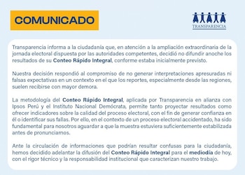 Transparência explica porque a contagem rápida da Ipsos não foi publicada no domingo