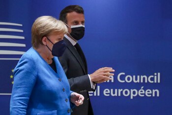 Angela Merkel y Emmanuel Macron.