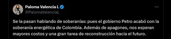 La senadora Paloma Valencia criticó
