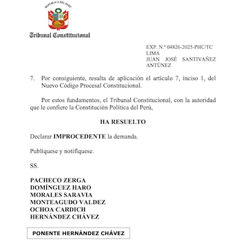 TC rechaza demanda de Juan José Santiváñez