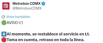 Metrobús informa.