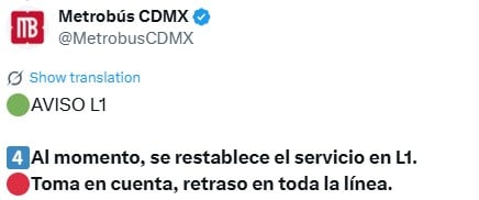 Metrobús informa.