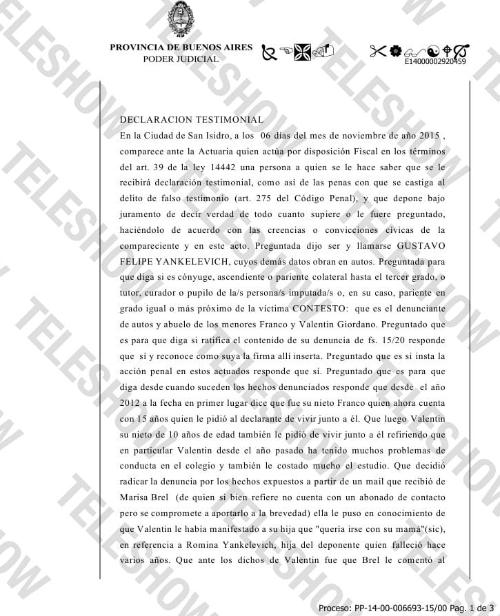 La declaración de Gustavo Yankelevich en 2015