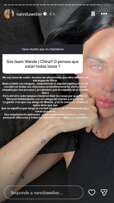 Weber expresa su postura respecto a la polémica entre Wanda Nara y la China Suárez, negando tomar partido por alguna de las dos