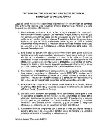 Declaración Conjunta con la que