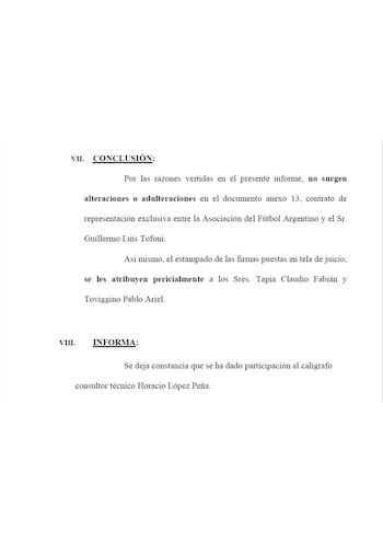 Conclusión de la pericia caligráfica