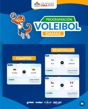 Programación de las semifinales de vóley de los Juegos Panamericanos Universitarios 2026.