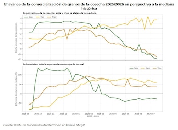 Gráfico de avance de comercialización de granos