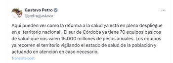 Gustavo Petro celebró implementación de