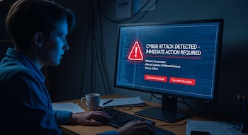 USB conectado a un puerto de PC con advertencia de seguridad