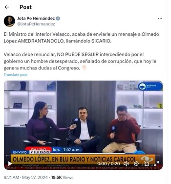 Jota Pe Hernández arremete en