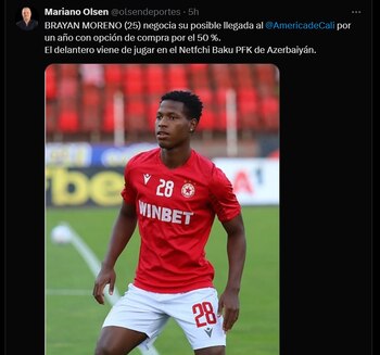 El delantero antioqueño, de 25