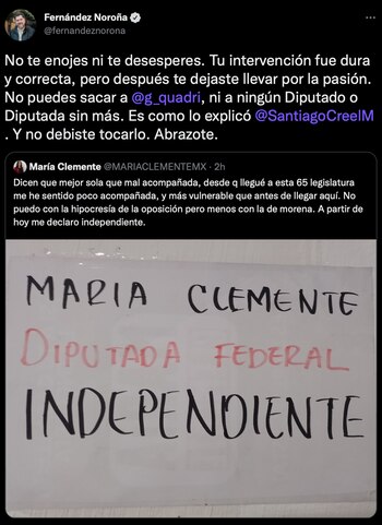 Noroña le pidió no desistir