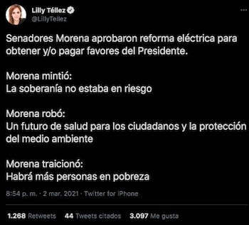 Lilly Téllez reforma eléctrica