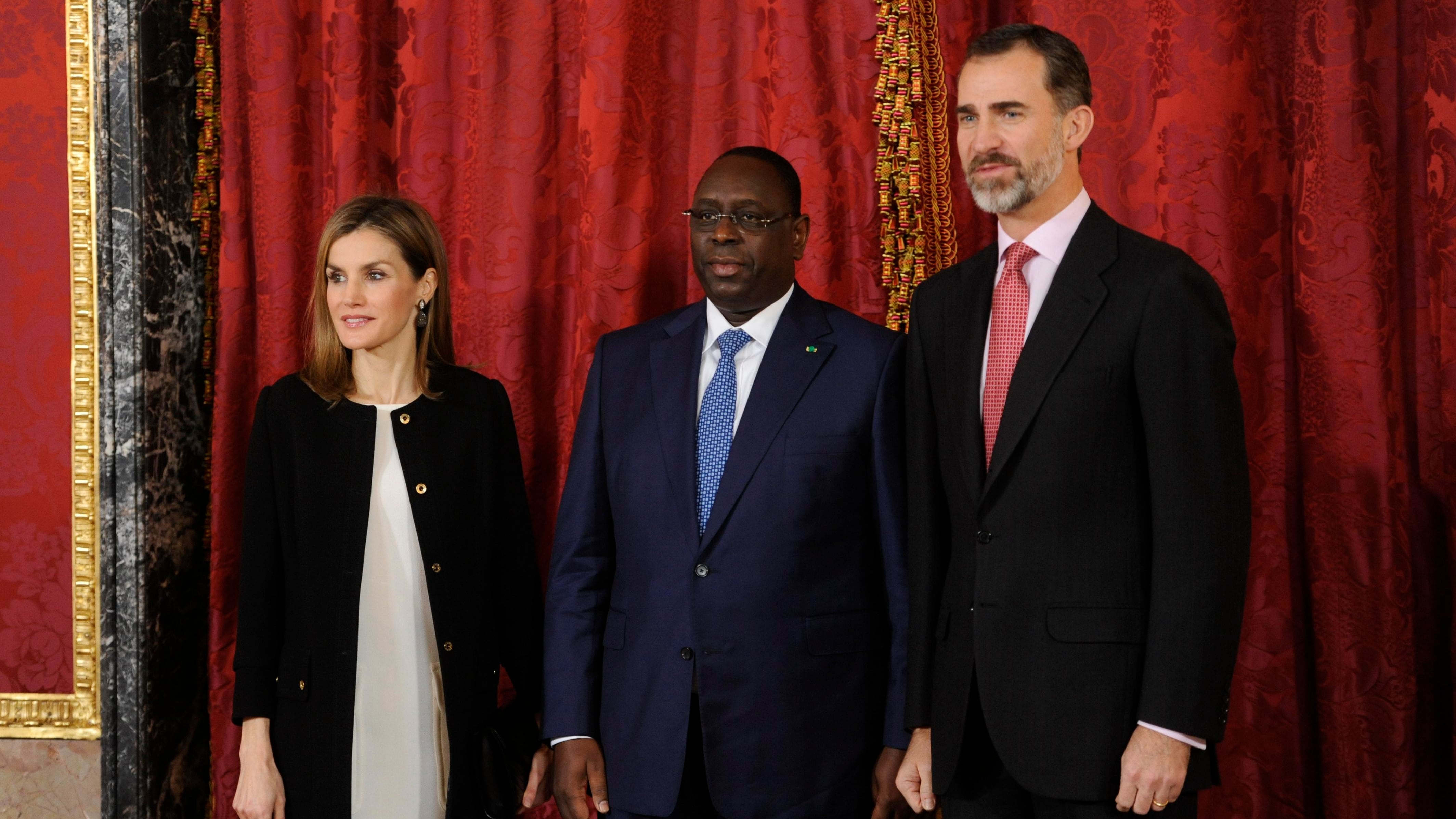 Los reyes Felipe y Letizia ofrecen un almuerzo al expresidente de Senegal Sr Macky Sall. (Europa Press).