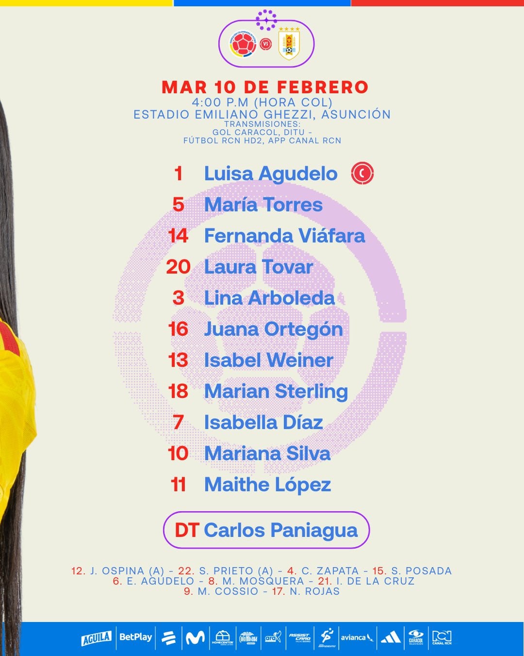 Alineación de la selección Colombia femenina sub-20 para el Sudamericano de Paraguay - crédito FCF