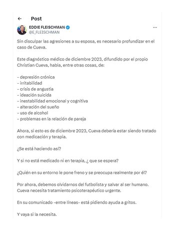 Publicación de Eddie Fleischman sobre