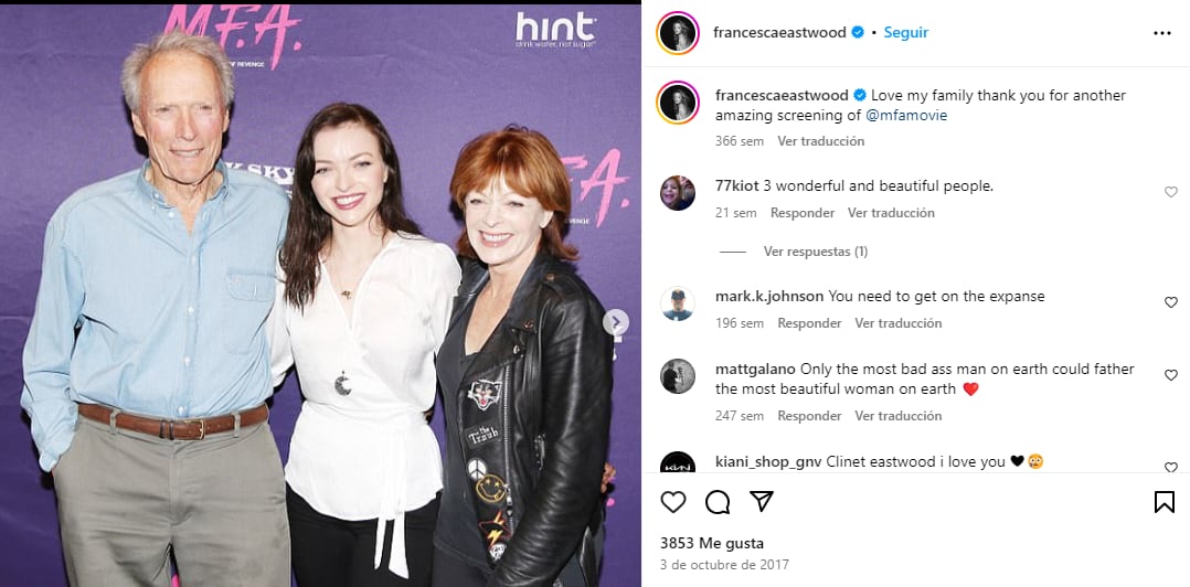 Clint Eastwood aún mantiene una relación cordial con su exesposa Frances Fischer(Créditos: Instagram/Francesca Eastwood)