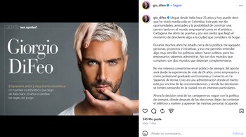 Desde hace algunos meses, Di Feo ha enfocado su contenido en redes a la política - crédito gio_difeo / Instagram