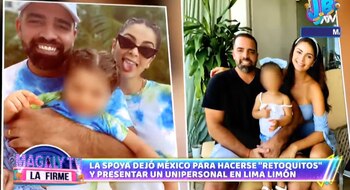 Laura Spoya junto a su esposo y sus hijos.