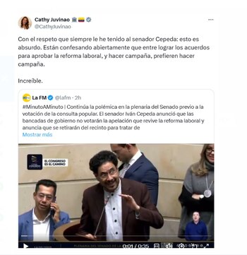 Cathy Juvinao criticó duramente al