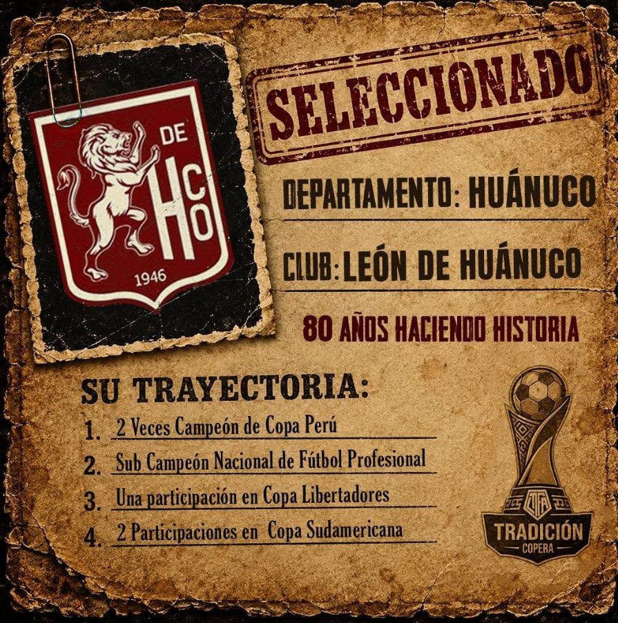 La primera lista de la Tradición Copera reúne a clubes con pasado internacional. León de Huánuco y Coronel Bolognesi encabezan ese grupo gracias a sus participaciones en Libertadores y Sudamericana. (Tradición Copera)