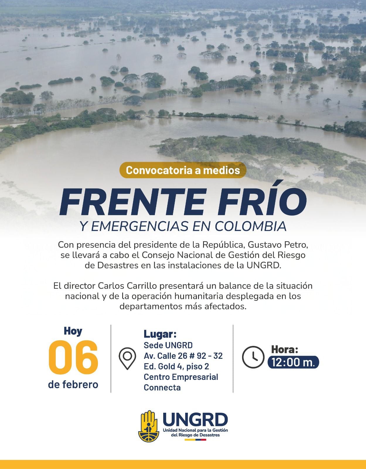 La Dimar (Dirección General Marítima) advirtió que por el segundo frente frío se podrían presentar nuevas inundaciones por lluvias entre el 7 y 9 de febrero de 2026 en la región Caribe - crédito @dimarcolombia/IG