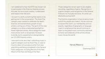 Carta de Harvey Mason Jr. CEO de los Grammy - (Instagram)