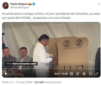 Paola Holguín llamó a rechazar a Gustavo Petro en las urnas y pidió terminar con la infamia - crédito @PaolaHolguin/X