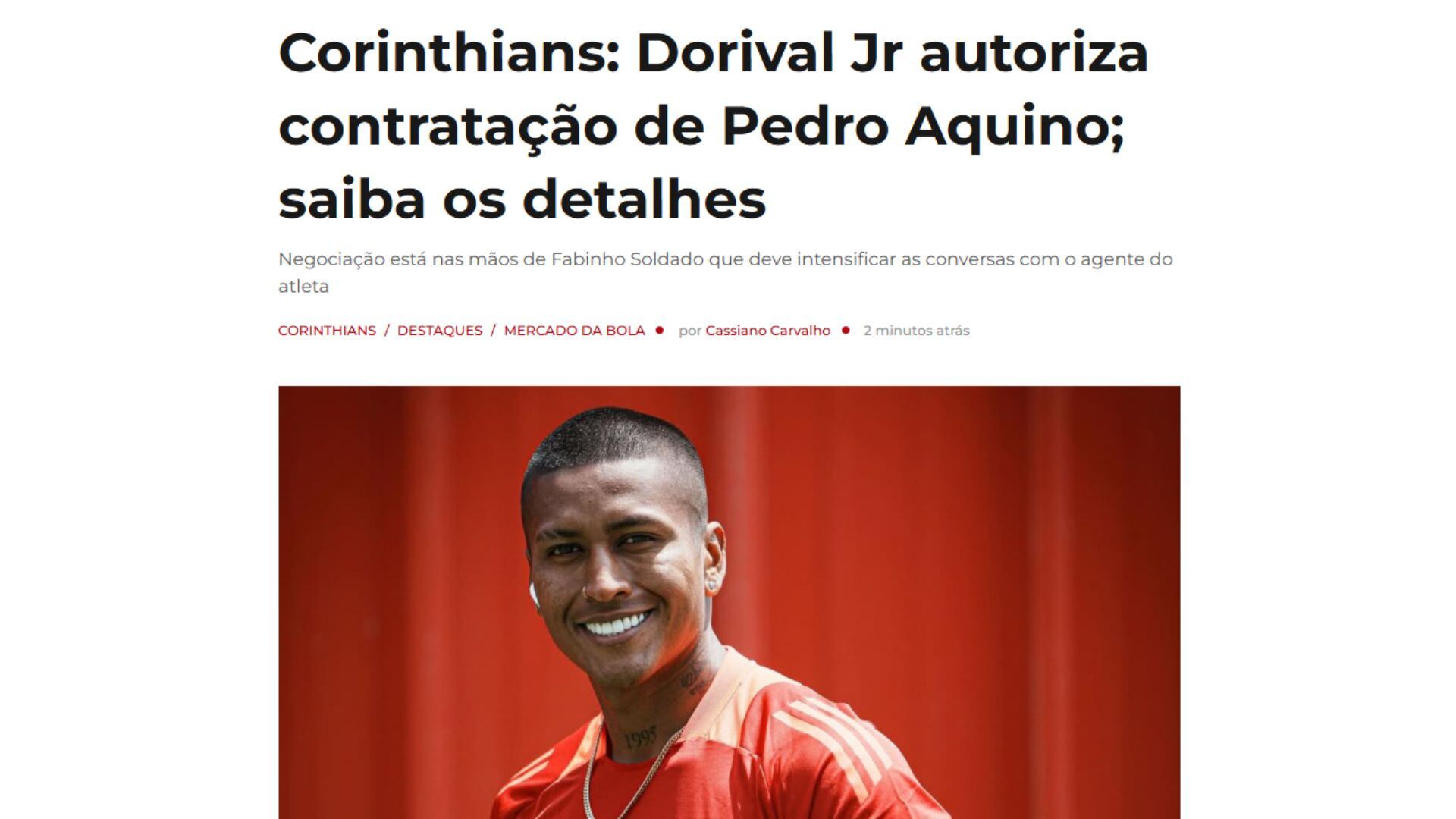 Pedro Aquino podría fichar por Corinthians y jugar con André Carrillo.