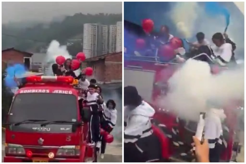 Las imágenes difundidas en internet motivaron cuestionamientos sobre la finalidad del traslado y desataron especulaciones respecto a intereses ajenos al evento académico, según versiones de usuarios y voceros del cuerpo de bomberos - crédito captura de pantalla / Redes Sociales