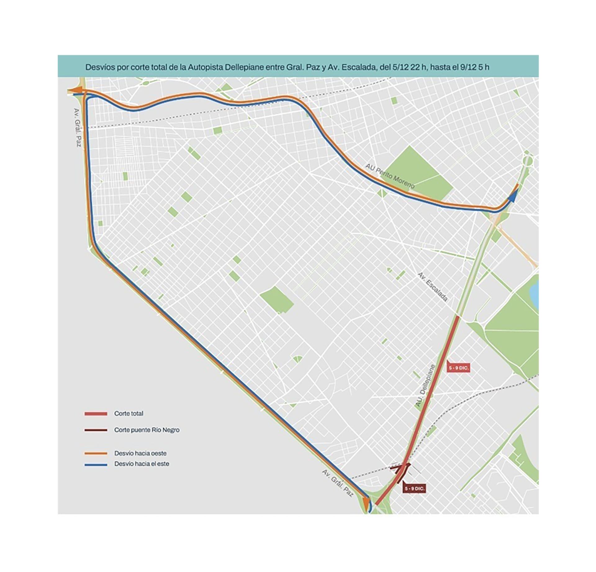 El corte y los caminos alternativos.