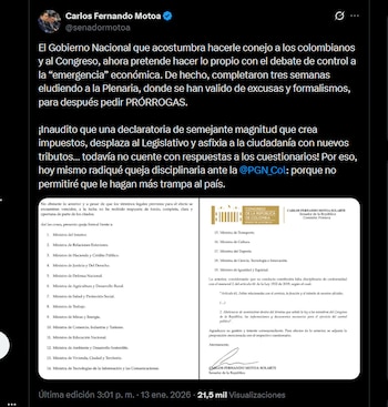 El senador Carlos Fernando Motoa