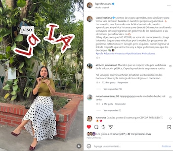 La docente compartió el video el miércoles 27 de mayo de 2026, a cuatro días de la contienda electoral - crédito @laprofetatiana/IG