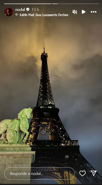 Christian Nodal compartió una historia desde la Torre Eiffel.