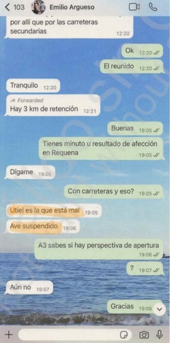 Captura de la conversación entre