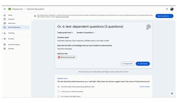Google Classroom genera las preguntas