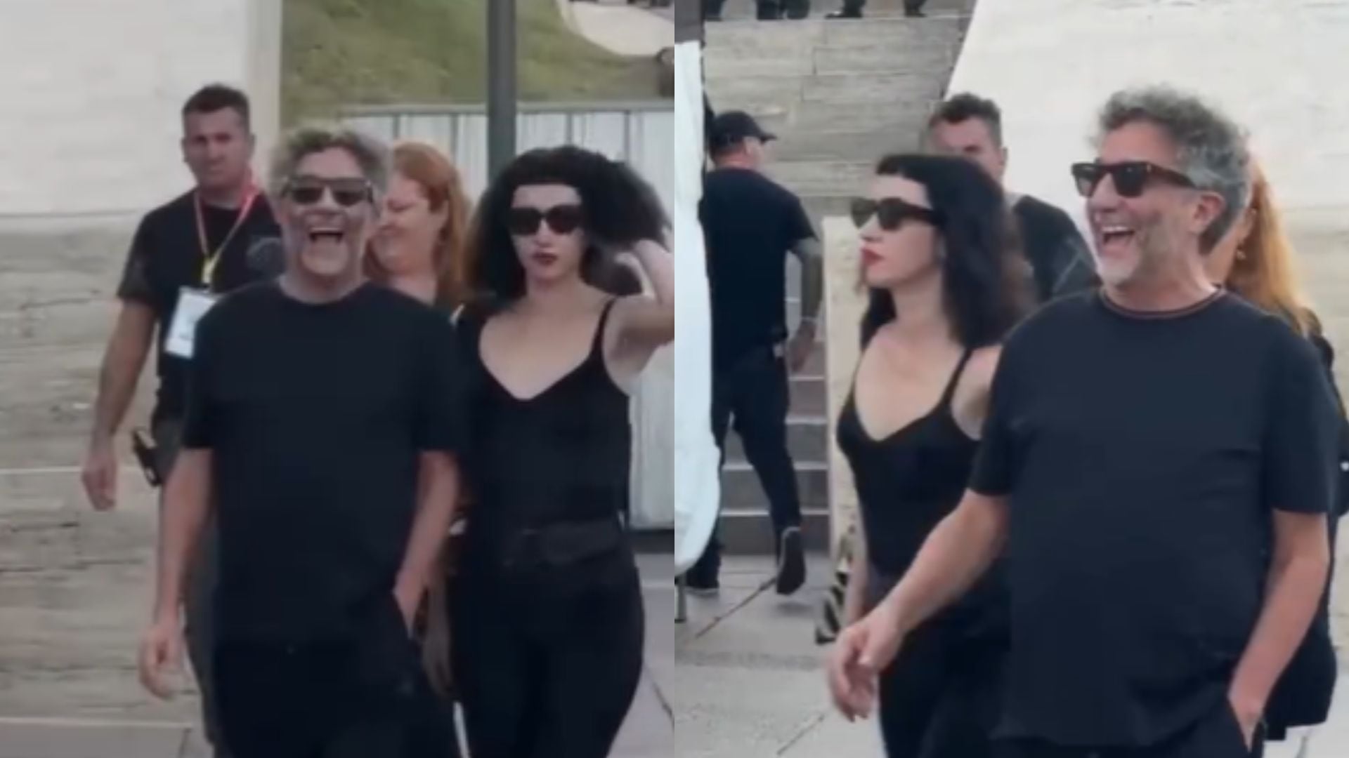 Fito Páez y Sofía Gala, llegando a Rosario